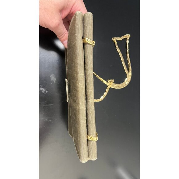 GIORGIO ARMANI OLIVE GOLD CHAIN EVENING ENVELOPE BAG - Picture 10 of 13